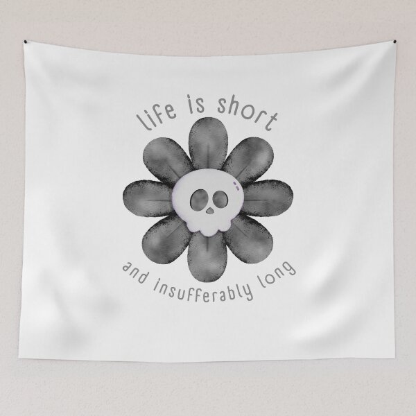 Item preview, Life Is Short and Insufferably Long Skull Flower Graphic designed and sold by halesyeahhh.