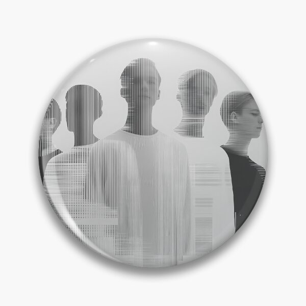 Item preview,  Minimalist Black and White Portrait of Five Men with Glitch Effect designed and sold by Mindrender.