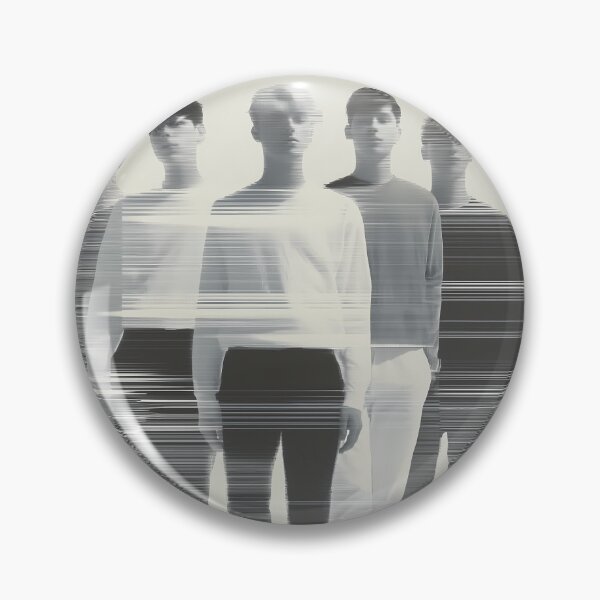 Item preview,  Minimalist Black and White Portrait of Five Men with Glitch Effect designed and sold by Mindrender.