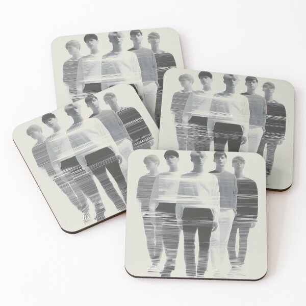 Item preview,  Minimalist Black and White Portrait of Five Men with Glitch Effect designed and sold by Mindrender.