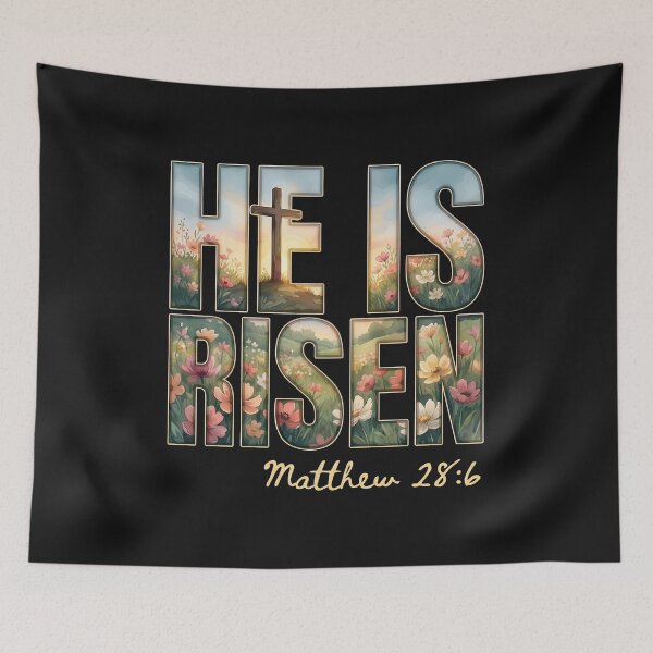 Item preview, He Is Risen T-Shirt Matthew 28:6, Watercolor Floral Cross Easter Shirt, Christian Religious Apparel, Spring Faith Tee designed and sold by Dmo3HarkoArt.