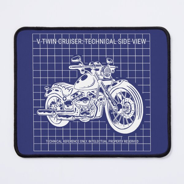 Item preview, V-Twin Cruiser Motorcycle Technical Art - Stark White Edition designed and sold by byRocco.