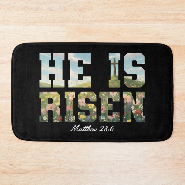 Item preview, He Is Risen T-Shirt with Cross and Spring Flowers | Easter Christian Religious Apparel | Matthew 28:6 Graphic Tee designed and sold by Dmo3HarkoArt.