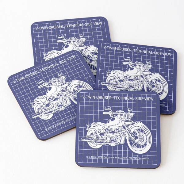 Item preview, V-Twin Cruiser Motorcycle Technical Art - Stark White Edition designed and sold by byRocco.