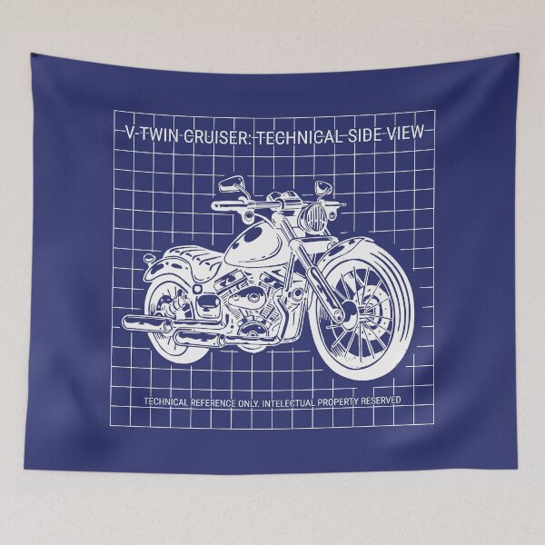 Item preview, V-Twin Cruiser Motorcycle Technical Art - Stark White Edition designed and sold by byRocco.