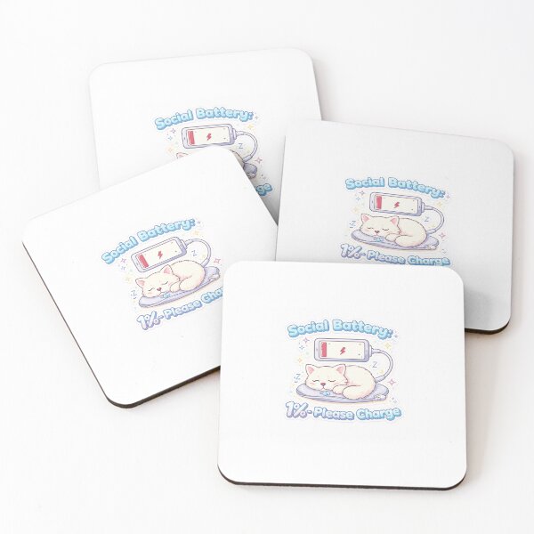 Item preview, Social Battery 1% – Introvert Cat Charging Sticker designed and sold by SparkVault.