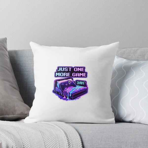 Item preview, Just One More Game – Gamer Sticker | Pixel Art 3AM Gaming Meme | Neon Aesthetic designed and sold by SparkVault.