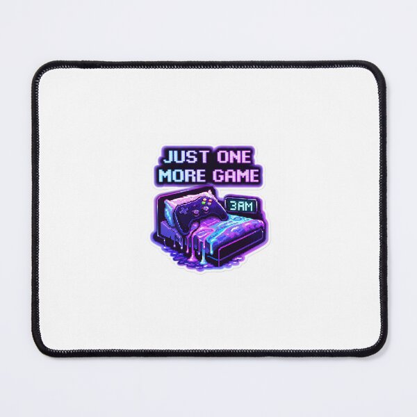 Item preview, Just One More Game – Gamer Sticker | Pixel Art 3AM Gaming Meme | Neon Aesthetic designed and sold by SparkVault.
