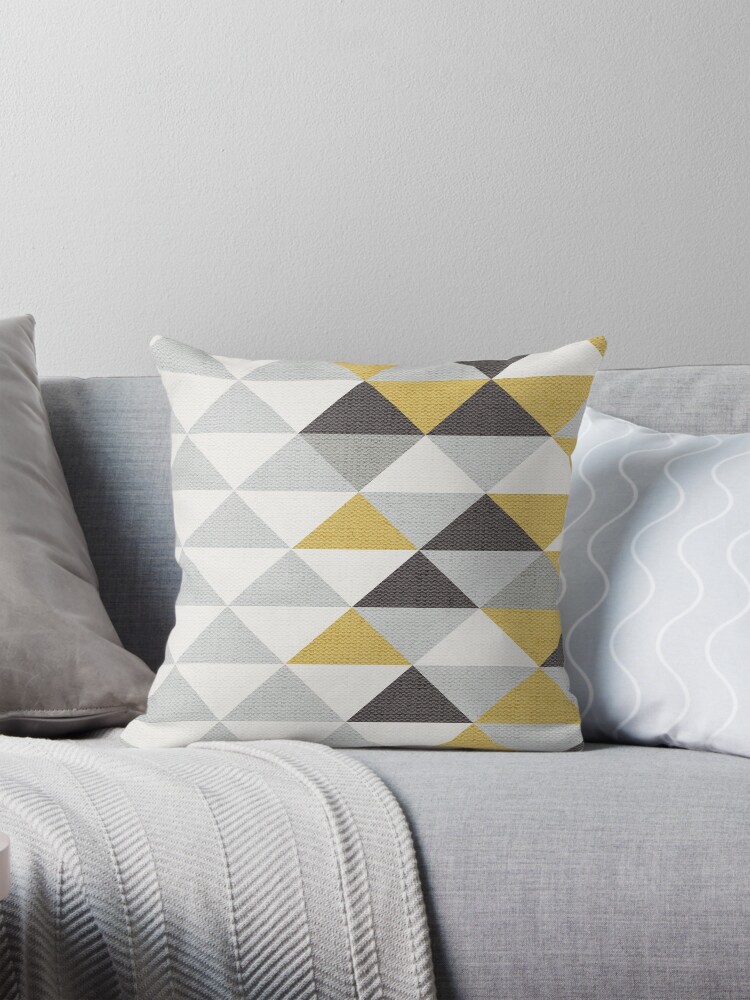 Triangle Navy Gray Cream and Yellow Pattern with Texture Pillow for Sale by RecoveryGift Redbubble