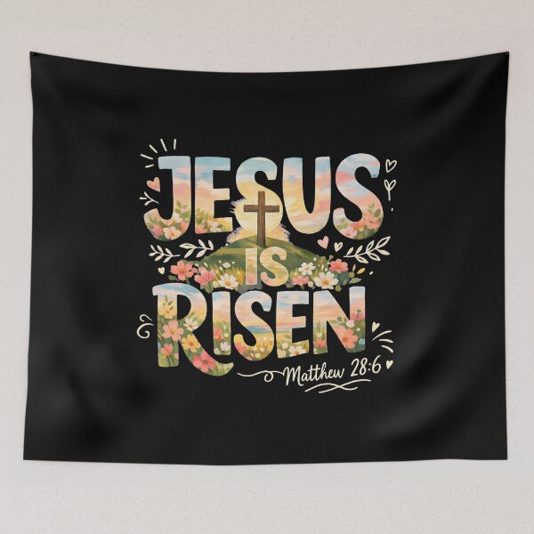 Item preview, Watercolor Jesus Is Risen T-Shirt - Floral Easter Religious Tee - Matthew 28:6 Christian Apparel Spring Faith Gift designed and sold by Dmo3HarkoArt.
