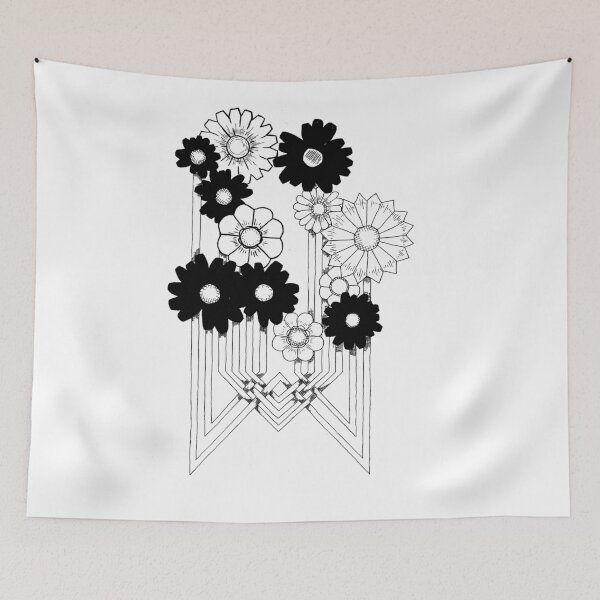 Item preview, Floral black and white pattern designed and sold by artisterik.