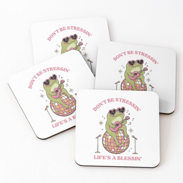 Item preview, Don't Be Stressin' Frog: Kawaii Disco Illustration | Cute Positive Quote designed and sold by Colorful-Garden.