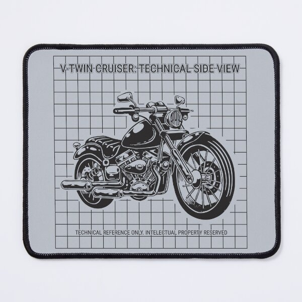 Item preview, V-Twin Cruiser Motorcycle Technical Art - Classic Black Line Art designed and sold by byRocco.