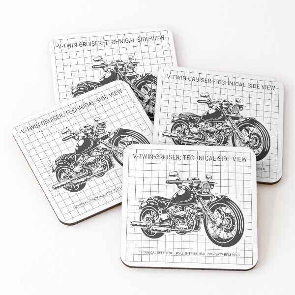 Item preview, V-Twin Cruiser Motorcycle Technical Art - Classic Black Line Art designed and sold by byRocco.