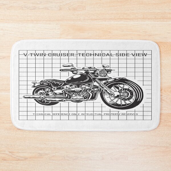 Item preview, V-Twin Cruiser Motorcycle Technical Art - Classic Black Line Art designed and sold by byRocco.