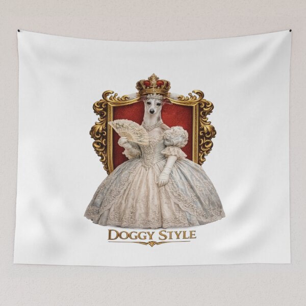 Item preview, Funny Royal Queen Dog Victoria Custom Pet Portrait Ryal Dog Lover Gift Elegant Dog Artwork and apparel designed and sold by Lone Wolf Designs .