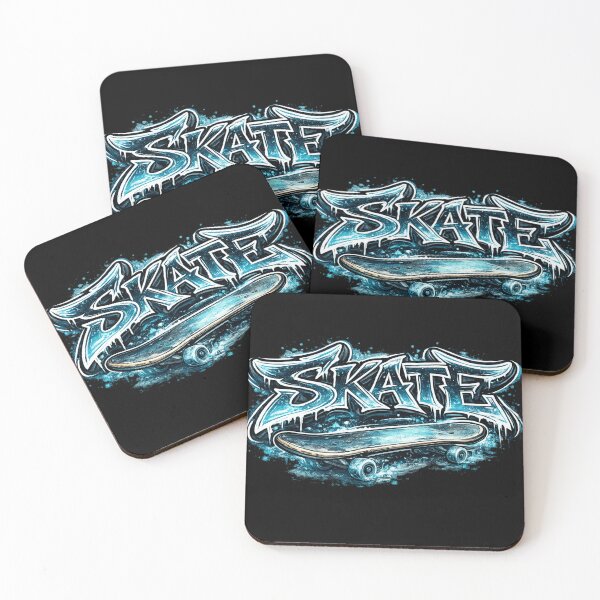 Item preview, Blue Ice Skate Graffiti - Urban Skateboard Art designed and sold by HubiUrbanStudio.