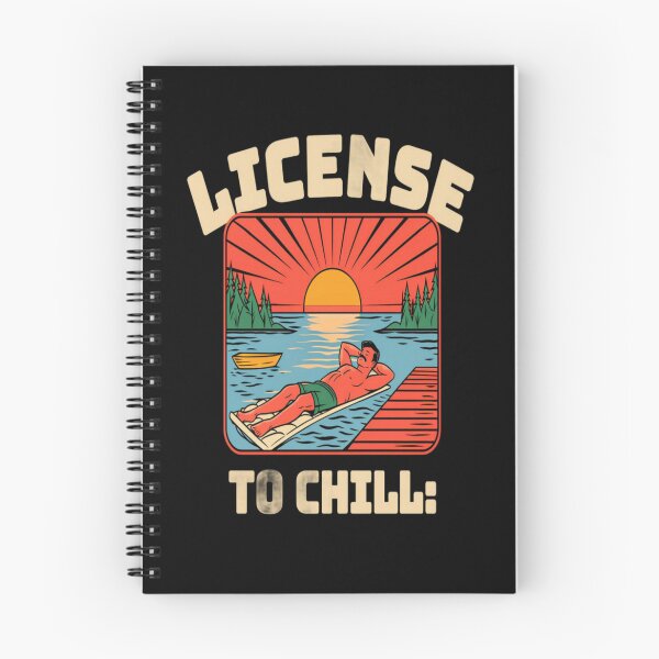 Item preview, Relaxing Lake Sunset Art – License to Chill Retro Summer Vacation Vibes Illustration designed and sold by Bright Nest Studio.