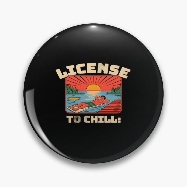 Item preview, Relaxing Lake Sunset Art – License to Chill Retro Summer Vacation Vibes Illustration designed and sold by Bright Nest Studio.
