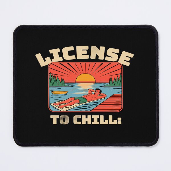 Item preview, Relaxing Lake Sunset Art – License to Chill Retro Summer Vacation Vibes Illustration designed and sold by Bright Nest Studio.