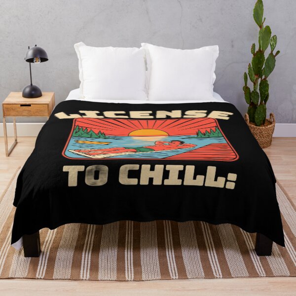 Item preview, Relaxing Lake Sunset Art – License to Chill Retro Summer Vacation Vibes Illustration designed and sold by Bright Nest Studio.