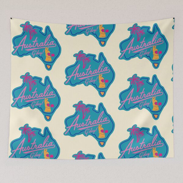 Item preview, Retro Neon Australian Design with Boxing Kangaroo  designed and sold by Corinne Alexa Jackson.