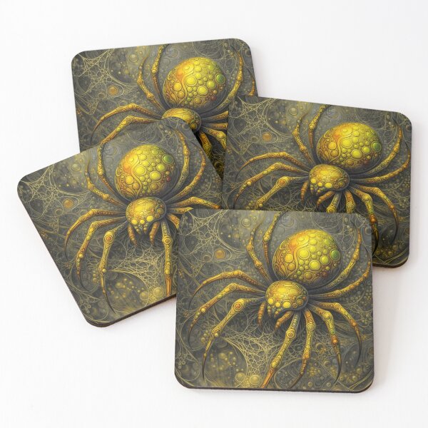 Item preview, Golden Mechanical Spider in Abstract Web designed and sold by aminz4.