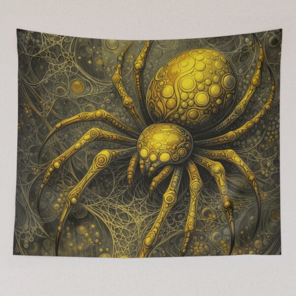 Item preview, Golden Mechanical Spider in Abstract Web designed and sold by aminz4.