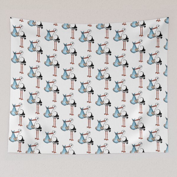 Item preview, It’s a boy “The blue stork who delivers  the baby boy.”  designed and sold by Stef Ringoot, cartoons and illustrations.