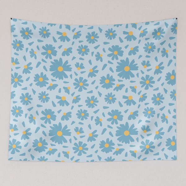 Item preview, Blue Daisies Dream: Hand-Drawn Floral Seamless Pattern designed and sold by SmallDart Creations.