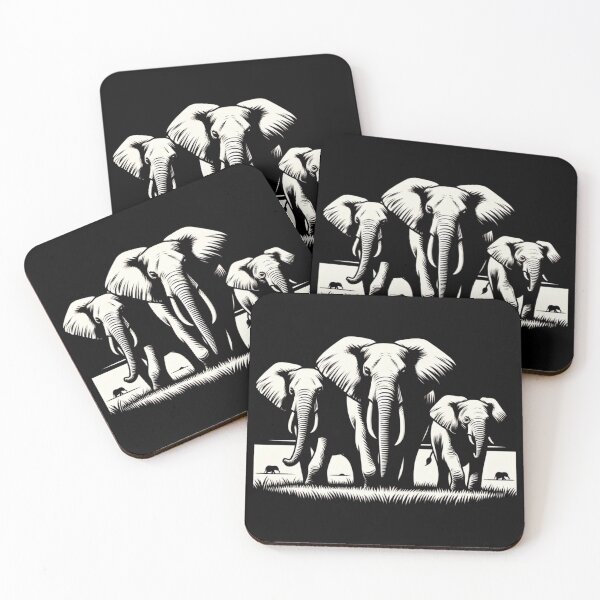 Item preview, Majestic Elephant Herd – Bold Black and White Wildlife Art designed and sold by JonelCrafts.