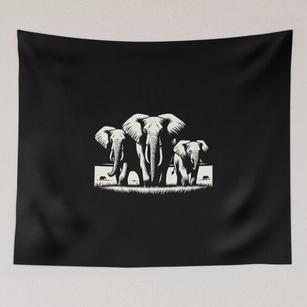 Item preview, Majestic Elephant Herd – Bold Black and White Wildlife Art designed and sold by JonelCrafts.