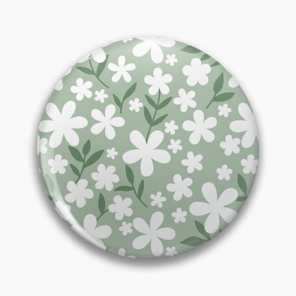 Item preview, Jardín botánico verde salvia con estampado floral blanco sin costuras designed and sold by SmallDart Creations.
