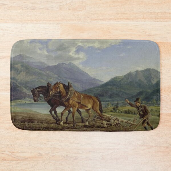 Item preview, Mountain landscape with plowing farmers designed and sold by SharonTheFirst.