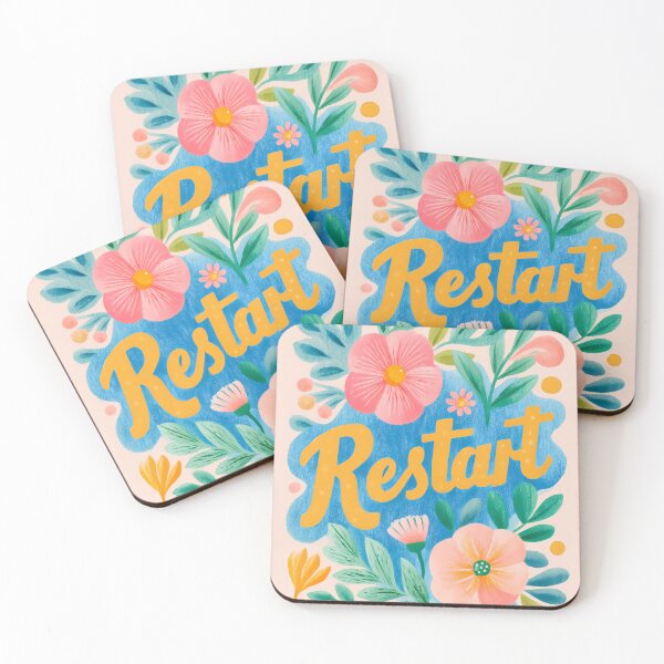 Item preview,  “Restart” Typography with Floral Illustration designed and sold by BobaBunny76.