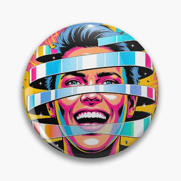 Item preview, Retro Neon Pop Art Glitch Face Explosion Portrait designed and sold by Amanda's Factory.