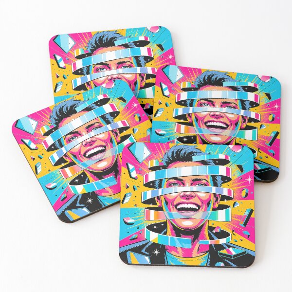 Item preview, Retro Neon Pop Art Glitch Face Explosion Portrait designed and sold by Amanda's Factory.