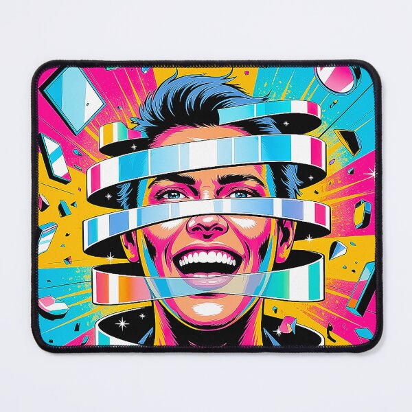 Item preview, Retro Neon Pop Art Glitch Face Explosion Portrait designed and sold by Amanda's Factory.