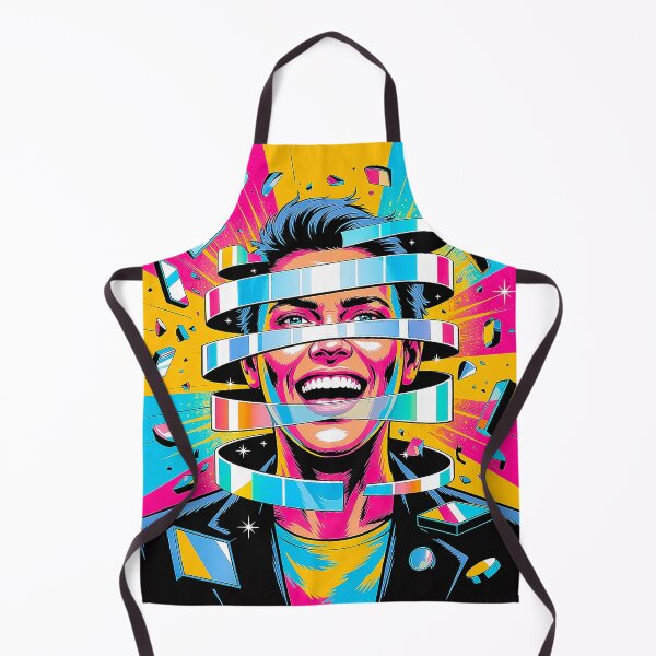 Item preview, Retro Neon Pop Art Glitch Face Explosion Portrait designed and sold by Amanda's Factory.