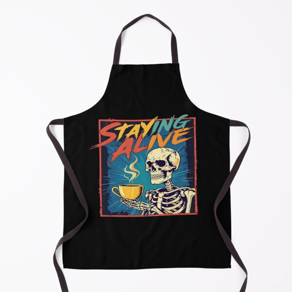 Item preview, Staying Alive Skeleton Coffee Art – Funny Retro Undead Caffeine Illustration designed and sold by Bright Nest Studio.