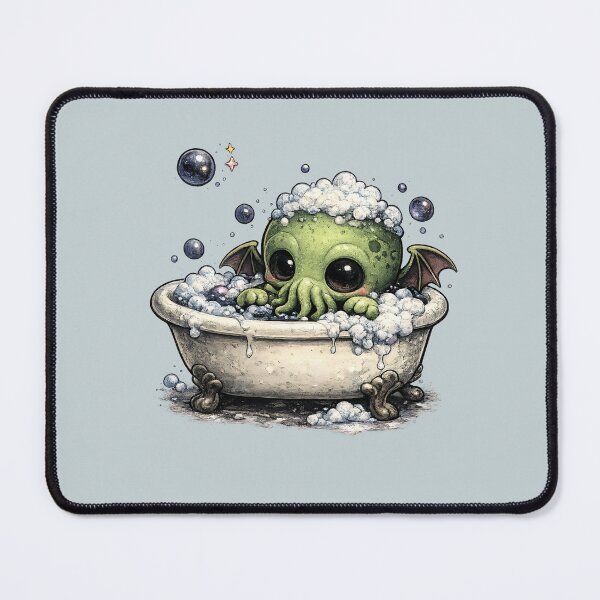 Item preview, Baby Cthulhu Bath Time – Cute Dark Fantasy Creature designed and sold by Creep-elina.