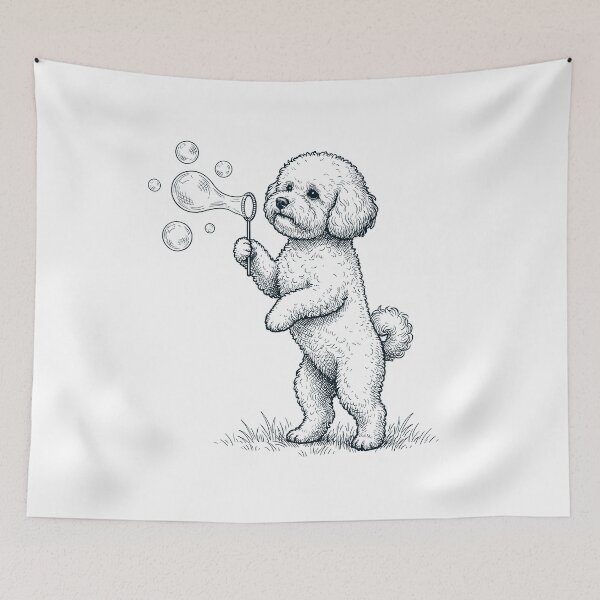 Item preview, Vintage Bichon Frise Blowing Bubbles Dog Mom Dad Lover designed and sold by DoodleTortle.
