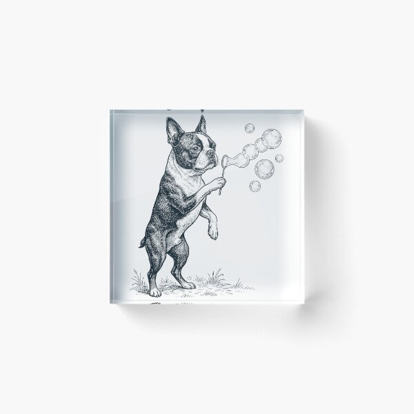 Item preview, Vintage Boston Terrier Blowing Bubbles Dog Mom Dad Lover designed and sold by DoodleTortle.