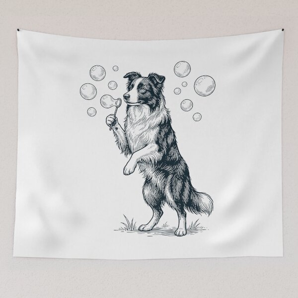 Item preview, Vintage Border Collie Blowing Bubbles Dog Mom Dad Lover designed and sold by DoodleTortle.