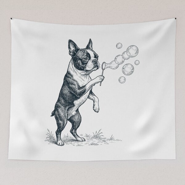 Item preview, Vintage Boston Terrier Blowing Bubbles Dog Mom Dad Lover designed and sold by DoodleTortle.
