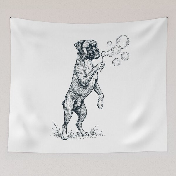Item preview, Vintage Boxer Dog Blowing Bubbles Dog Mom Dad Lover designed and sold by DoodleTortle.