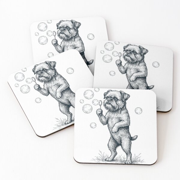 Item preview, Vintage Brussels Griffon Blowing Bubbles Dog Mom Dad Lover designed and sold by DoodleTortle.
