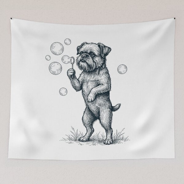 Item preview, Vintage Brussels Griffon Blowing Bubbles Dog Mom Dad Lover designed and sold by DoodleTortle.