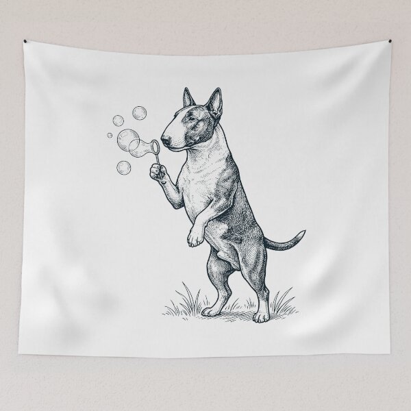 Item preview, Vintage Bull Terrier Blowing Bubbles Dog Mom Dad Lover designed and sold by DoodleTortle.