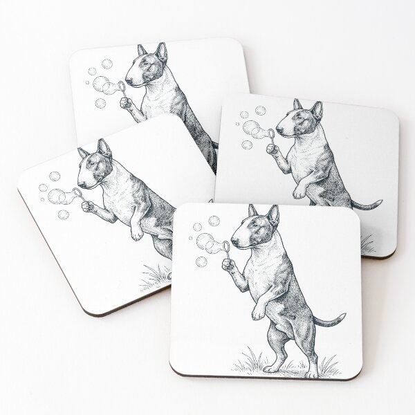 Item preview, Vintage Bull Terrier Blowing Bubbles Dog Mom Dad Lover designed and sold by DoodleTortle.